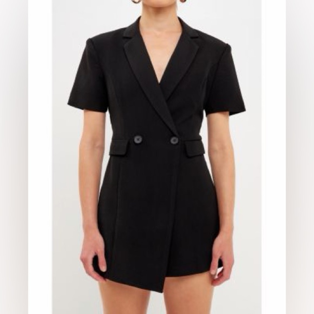Endless Rose Short Sleeve Suit Blazer Romper Size Medium
